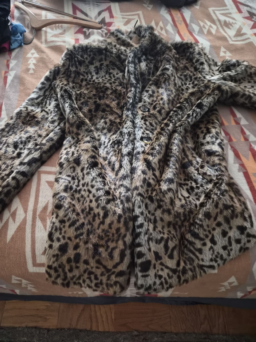 Sanctuary Leopard Print Faux Fur Coat Jacket Size L J0305-WS274